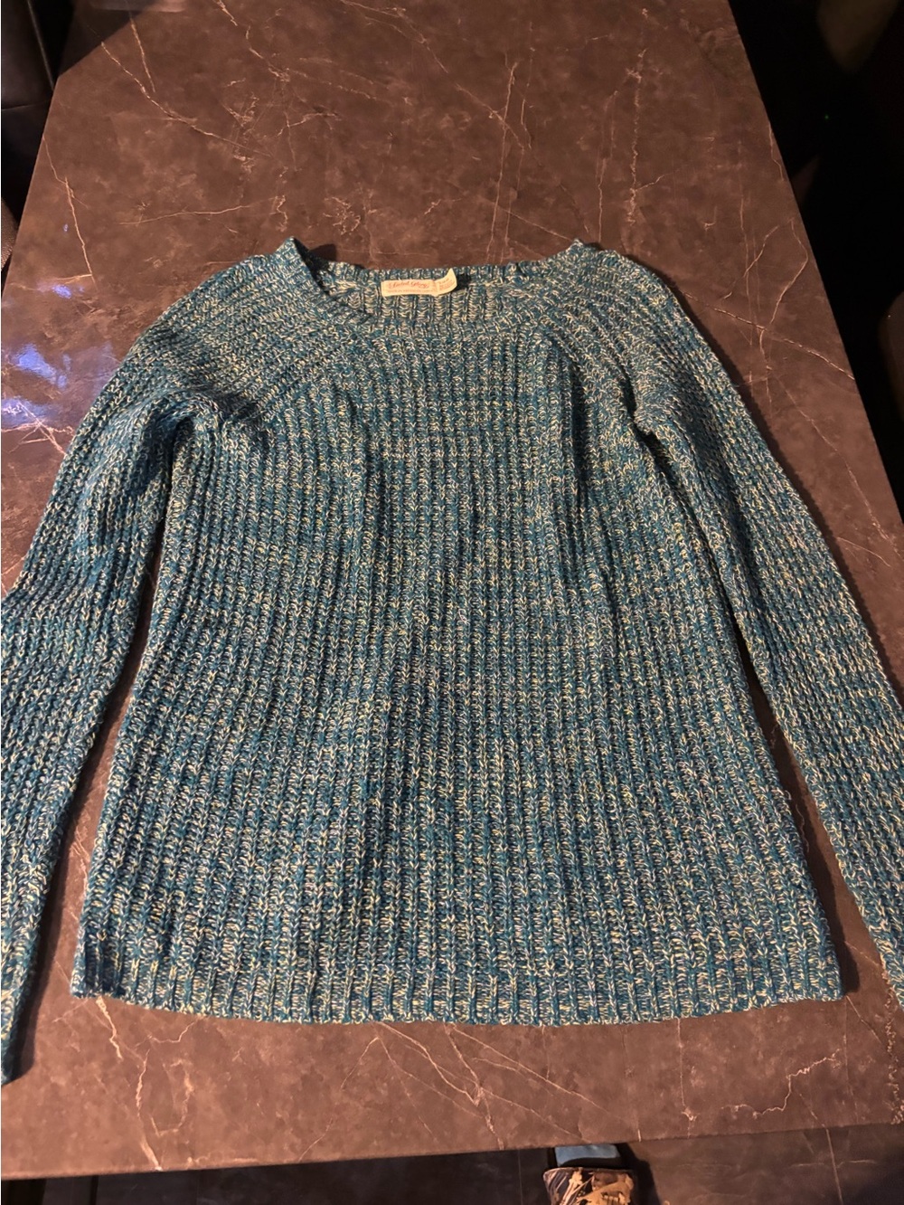 Faded Glory Teal Marled Rib Knit Sweater